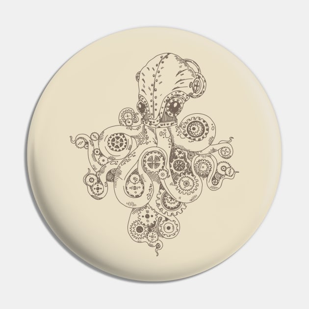 Steampunk Mechanical Octopus Pin by Digster