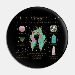 Crystal Zodiac Virgo Collage Pin