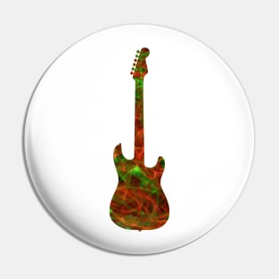 Red on Green Flame Guitar Silhouette Pin