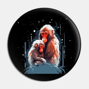 Snow Monkey Mothers Day Pin