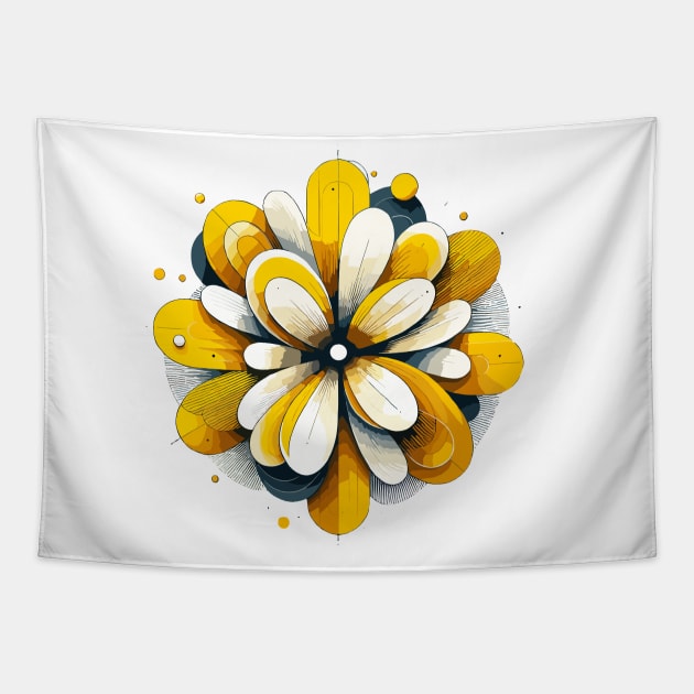 Abstract Yellow Flower Tapestry by Siha Arts