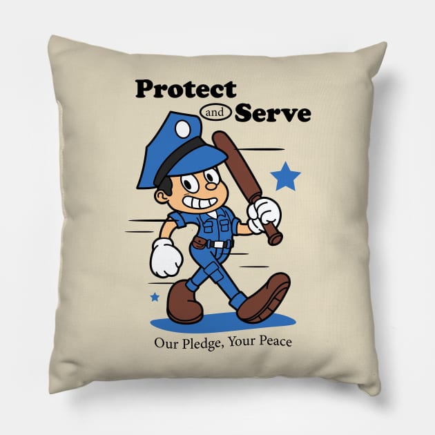 Protect and Serve Police Mascot Pillow by Harrisaputra