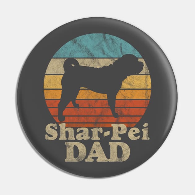 Vintage Eighties Style Shar-Pei Dad Distressed Pin by Geekasms