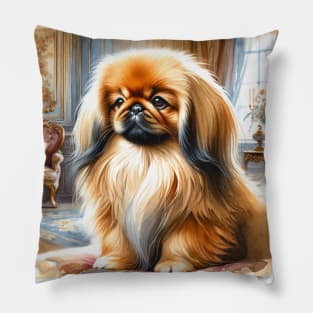 Watercolor Pekingese Puppies - Cute Puppy Pillow