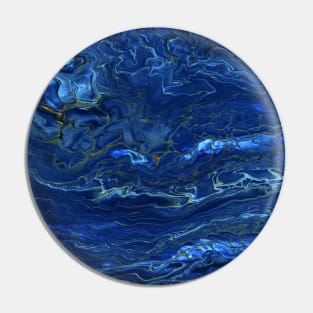 Navy Blue & Faux Gold Marble Acrylic Abstraction Pin