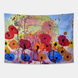 A Colorful Painting of Summer Flowers Tapestry