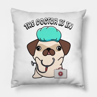 Cute Pug dog is a doctor Pillow