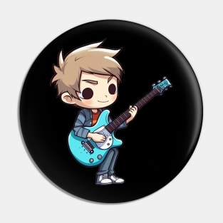 A boy playing his favourite guitar Pin