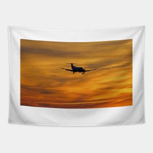 Airplane And Sunset Tapestry