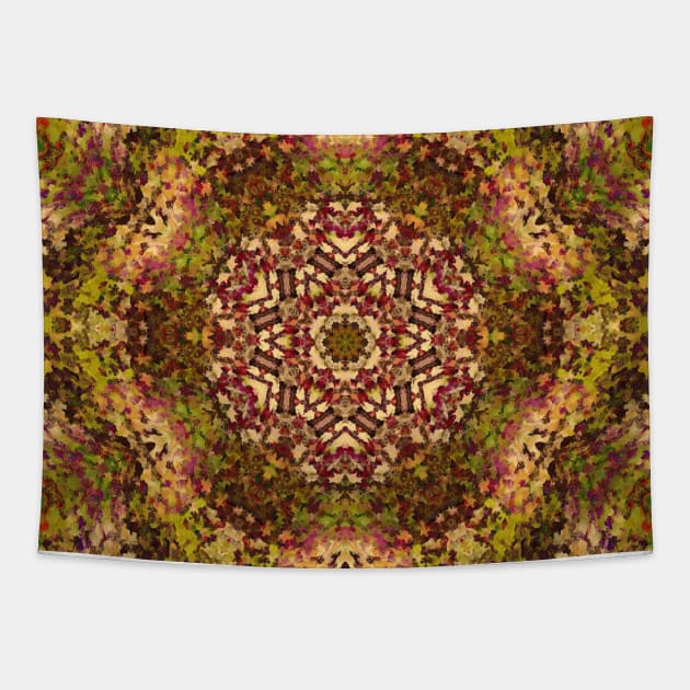 Digital Mandala Yellow Red and Purple Tapestry by WormholeOrbital