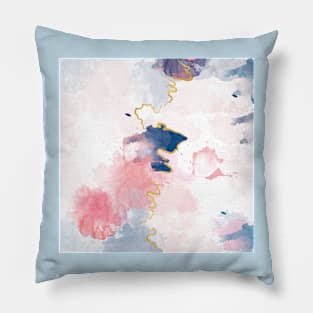 Kintsugi Pastel Marble Abstract #kintsugi #gold #japan #marble #pink #blue #home #decor #kirovair #watercolor #pastel Pillow