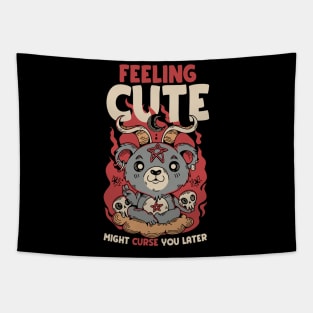 Feeling might might curse you later Funny Baphomet Kawaii Tapestry