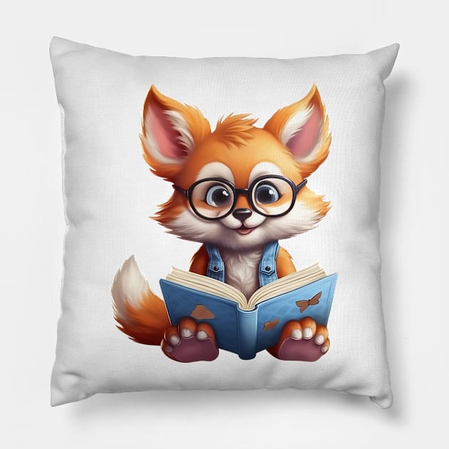 Fox with Book Pillow by Chromatic Fusion Studio