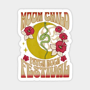 Hippie moon child retro psychedelic groovy vintage design Magnet