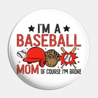 Funny Baseball Mom, Glitter Baseball, Retro Baseball Mama, Baseball Lover Pin