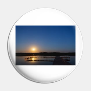 Evening landscape of moon rise over calm lake Pin