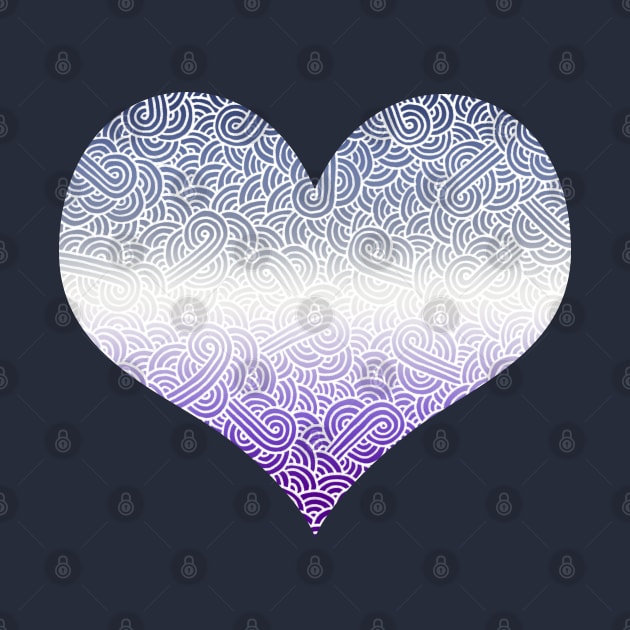 Ombré butch lesbian colours and white swirls doodles heart by Savousepate