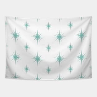 Aqua Blue Atomic Starburst Mid Century Pattern Tapestry