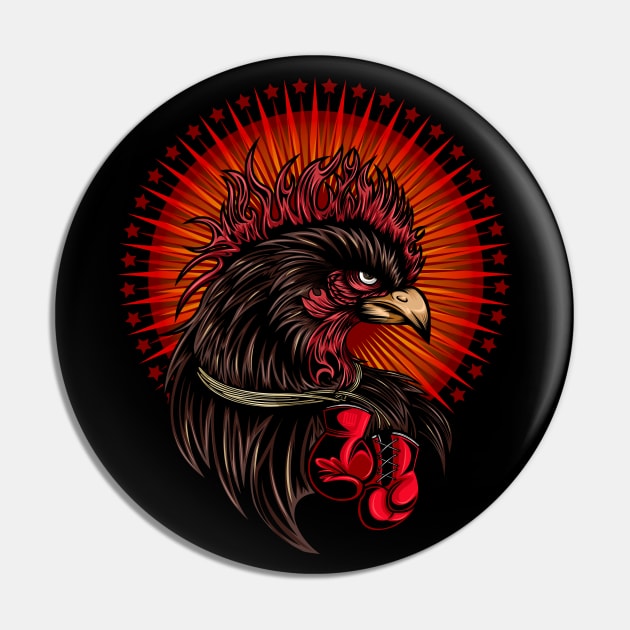 Boxing Rooster Pin by adamzworld