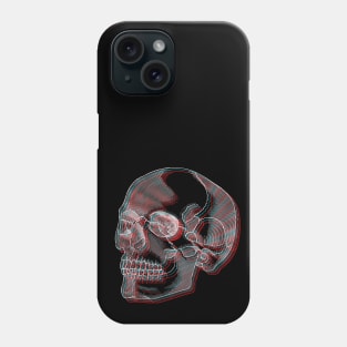 Skull Anaglyph (Red and Blue) Phone Case