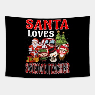 Santa Loves Science Teacher Tapestry