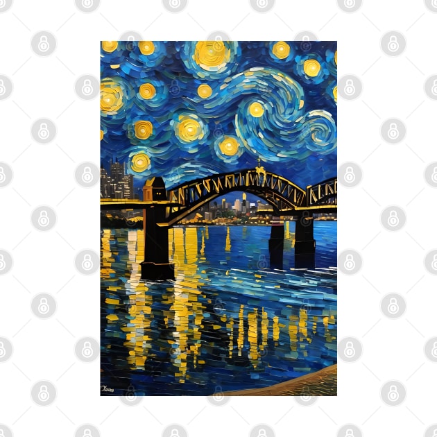 Vincent van Gogh starry night style Sydney by Spaceboyishere