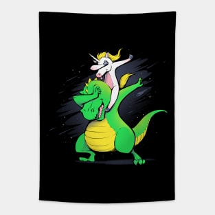 Unicorn T-Rex Dabbing Tapestry