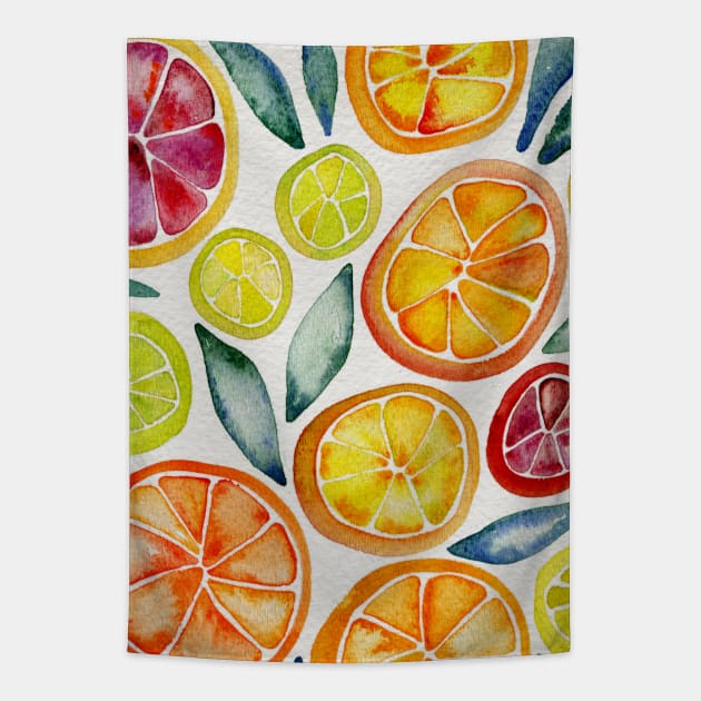 Citrus Slices Tapestry by CatCoq