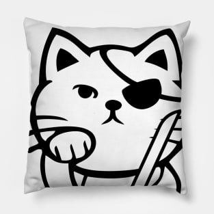 Pirate cat Koshō White Pillow