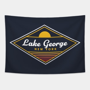 Lake George NY Retro Vintage Distressed Sunset Adirondacks Tapestry