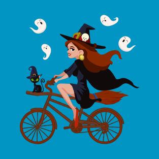 Cycling Witch , Cyclist Witch, Biker Witch, Rider Witch, Funny Halloween Pun For Cyclist and Cycling Lovers T-Shirt