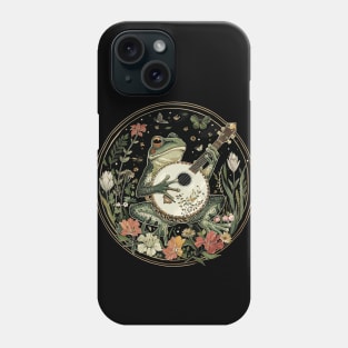 Goblincore Fungi Frog Playing His Banjo Flowers Frog Lover Phone Case