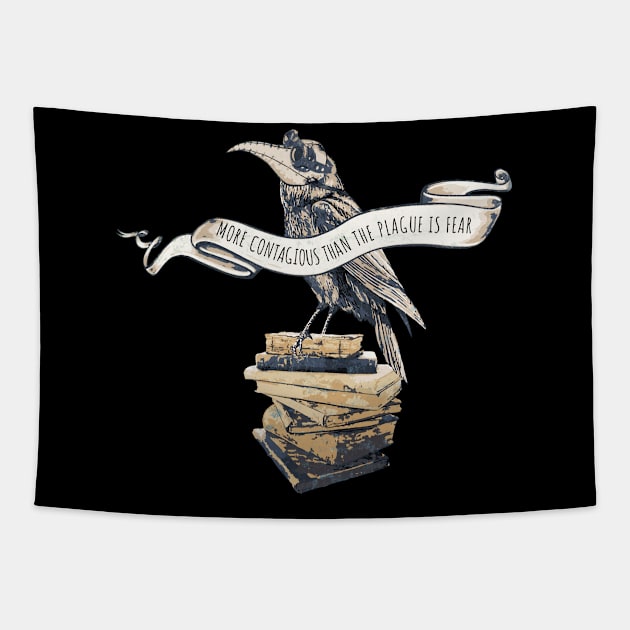 Crow Plague Doctor Say quote stay safe vintage style Tapestry by Collagedream