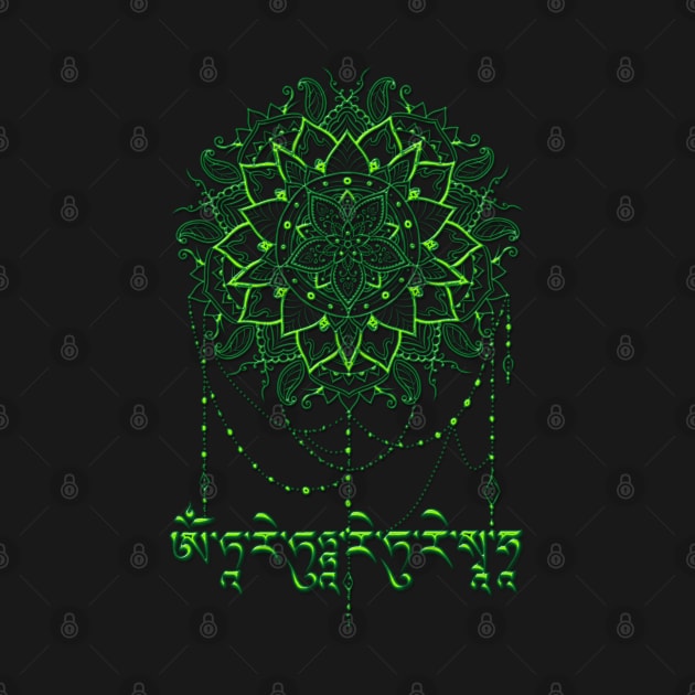 Green Tara Mantra Mandala by Lucia