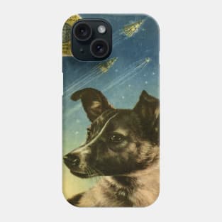 Laika, first space dog — Soviet vintage space poster Phone Case