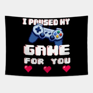 I paused My Game - Valentines Gamer Tapestry