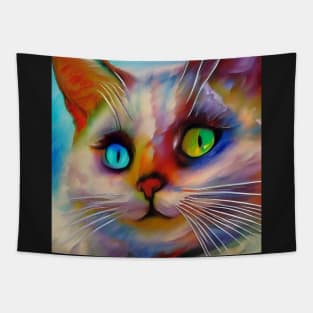 Cat - Multi-Colored Eyes - Heterochromia Iridium Tapestry