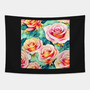 Watercolor rose pattern design Tapestry