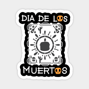 Dia De Los Muertos - White and Dark Orange - Papel Picado - Black Candle Magnet