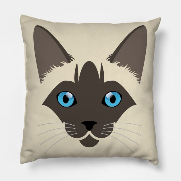 Siamese cat face Pillow by ShirtBricks