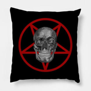 Skull in satanic red pentacle Pillow