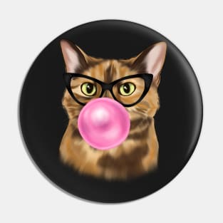 Cat Blowing Bubble Gum Pin