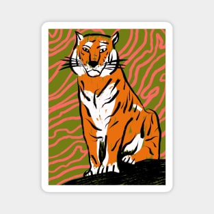 A tiger sitting on the rock! Magnet