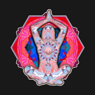 Yoga Patterns Red And Blue T-Shirt