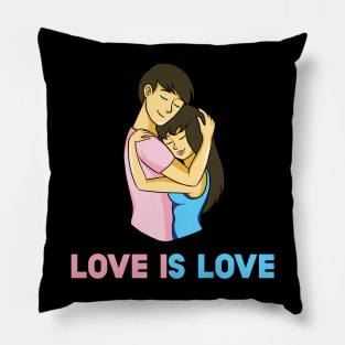 Cute Couple Transgender LGBT Gay Pride Ally - Love Is Love Pillow