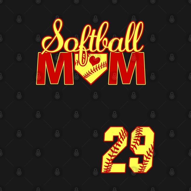 Softball Mom #29 Softball Jersey Favorite Player Biggest Fan Heart by TeeCreations