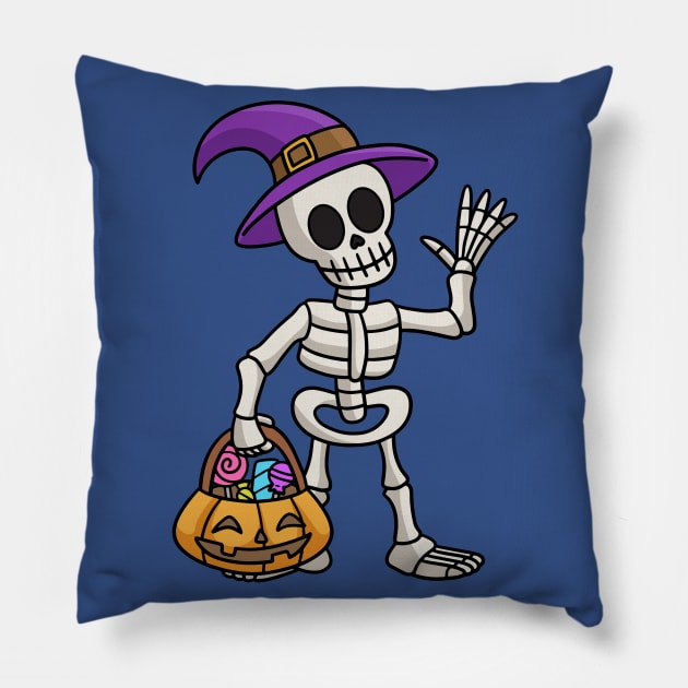 Halloween skull with treats Pillow by TheDesigNook