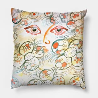 A mysterious girl in the colorful garden Pillow