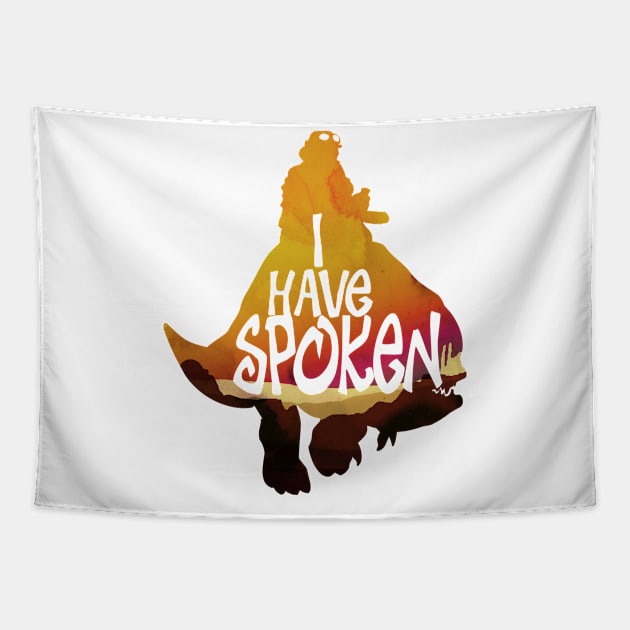 I have spoken - silhouette blurrg Tapestry by Rackham