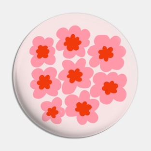 70s retro hippie flowers in pink and red Pin